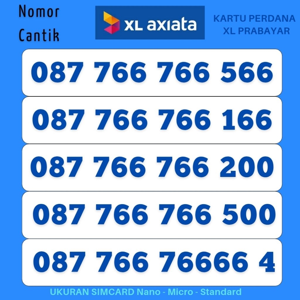 Nomor Cantik XL AXIATA 4G 5G Nomor Cantik Kartu Perdana XL AXIATA Nomer Cantik XL Nocan XL Triple Kw