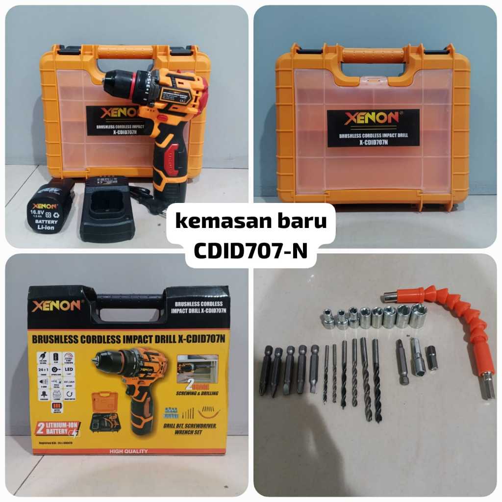 XENON CDID707 MESIN BOR BATERAI PUTAR KIRI KANAN - BOR CORDLESS DRILL