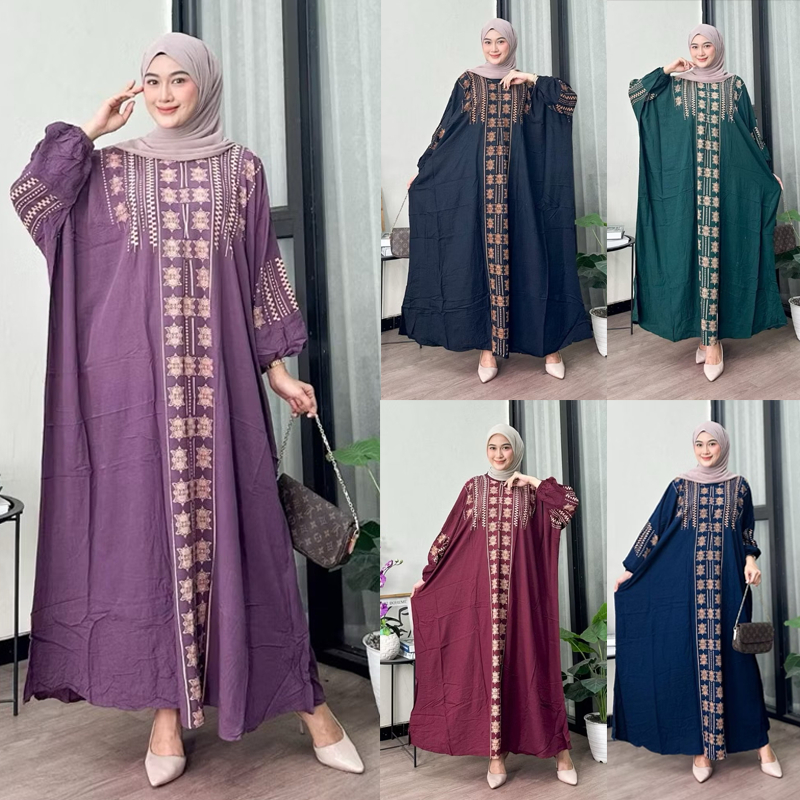 Kaftan Tifani Rayon Long Dress Wanita Muslim Terbaru Gamis Lowo Jumbo By Afareen Delabel