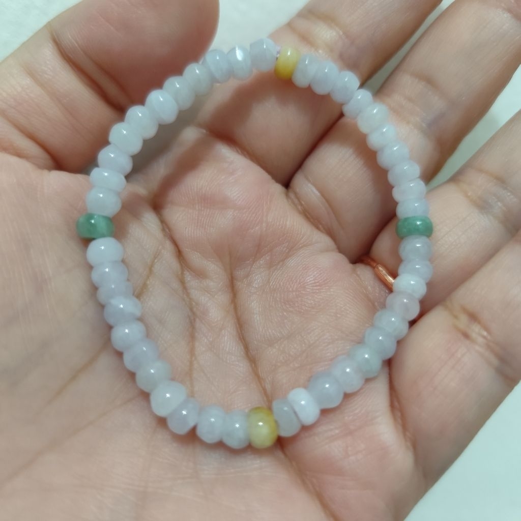 Natural Lavender Icy Burma Jadeite Sempoa Gelang Giok Burma Icy Ungu Sempoa