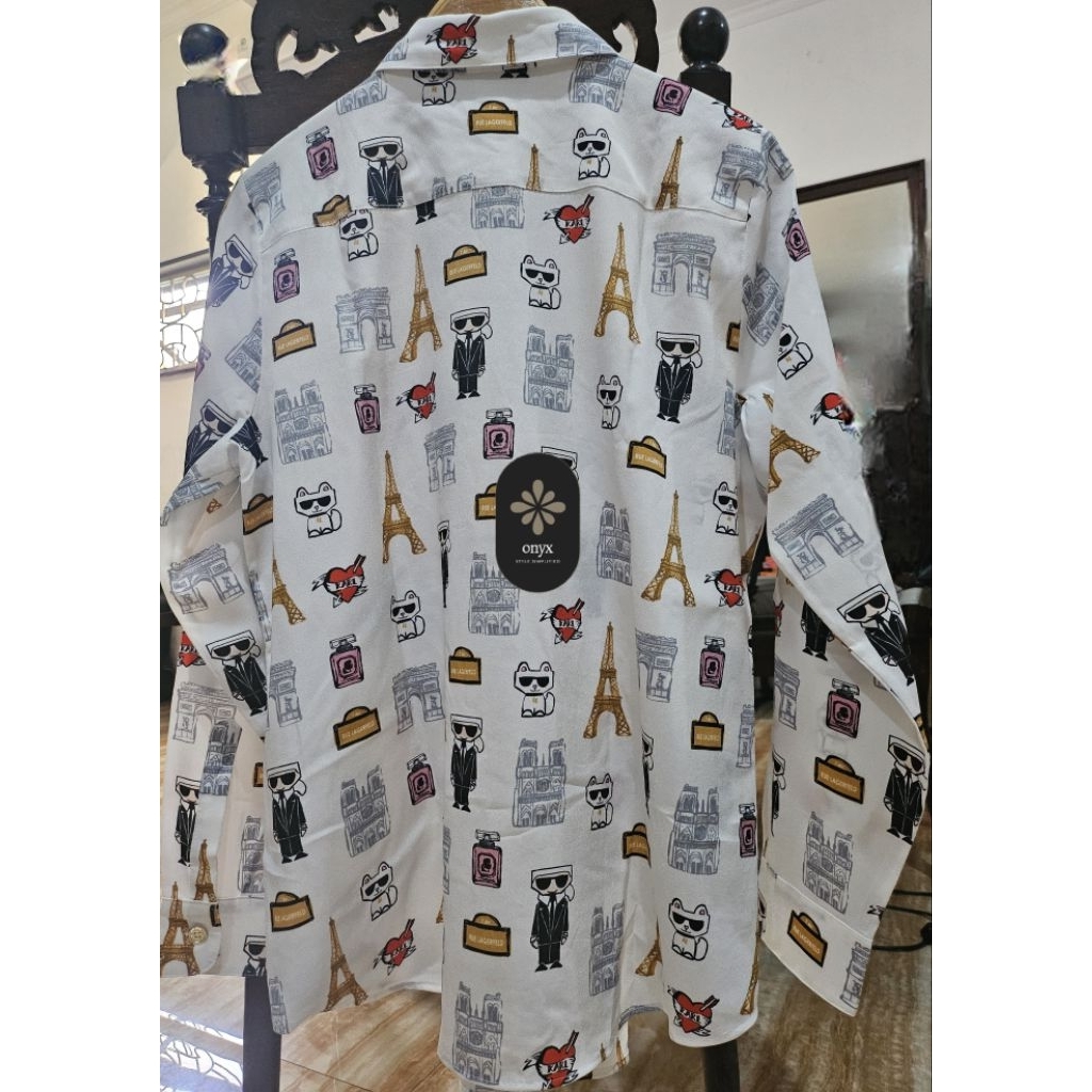 (Preloved) Kemeja wanita  Karl Lagerfeld eiffel size L