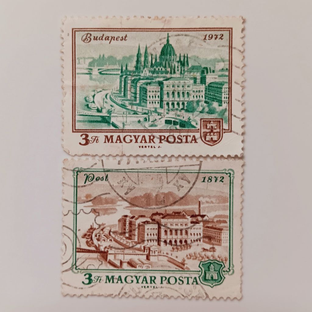 

(AG) Perangko Hongaria 1972 100th Anniversary Merger of Pest, Buda and Obuda (Budapest) Set 2 pcs Used
