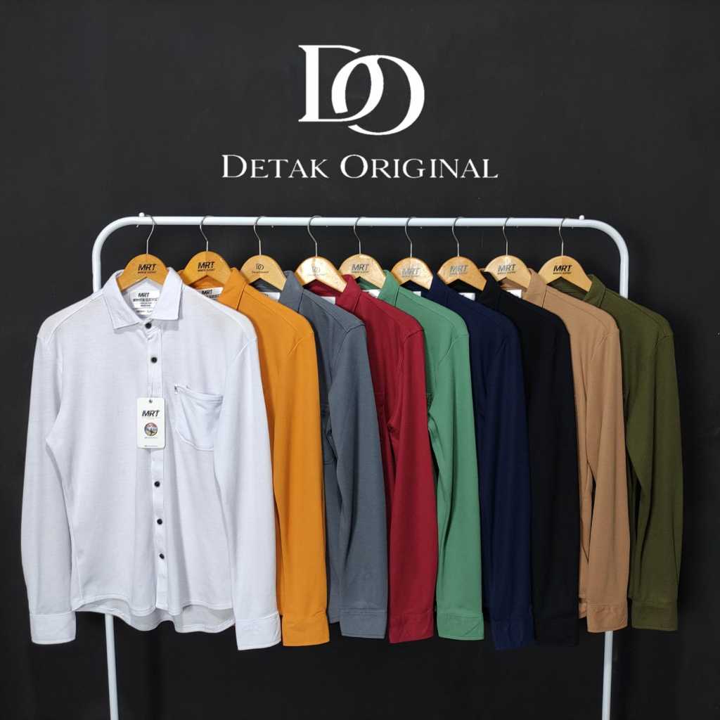 Detak Original Kemeja Polos Pria Lengan Panjang Lacoste Casual Slimfit