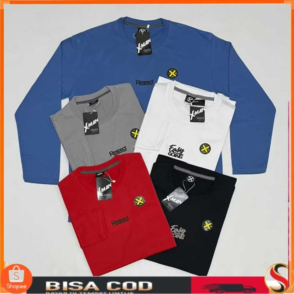 Kaos Polos Lengan Panjang Mix Brand Cotton Combed Pria & Wanita/ Kaos Distro Branded Unisex - SAFANU