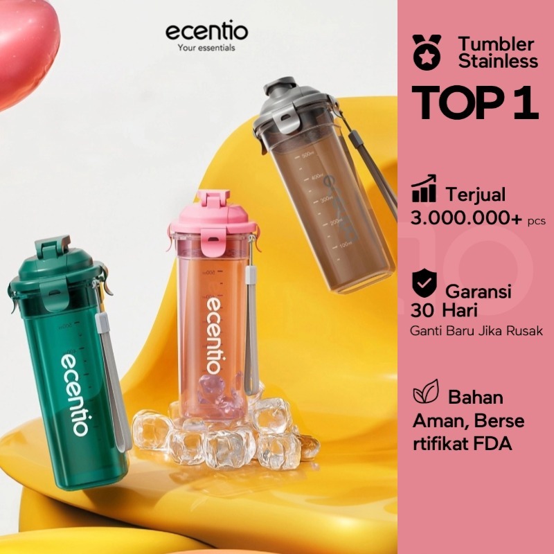 ecentio botol air minum Portable 500ml Olahraga bottle tail benning Anti Bocor BPA free dengan sarin