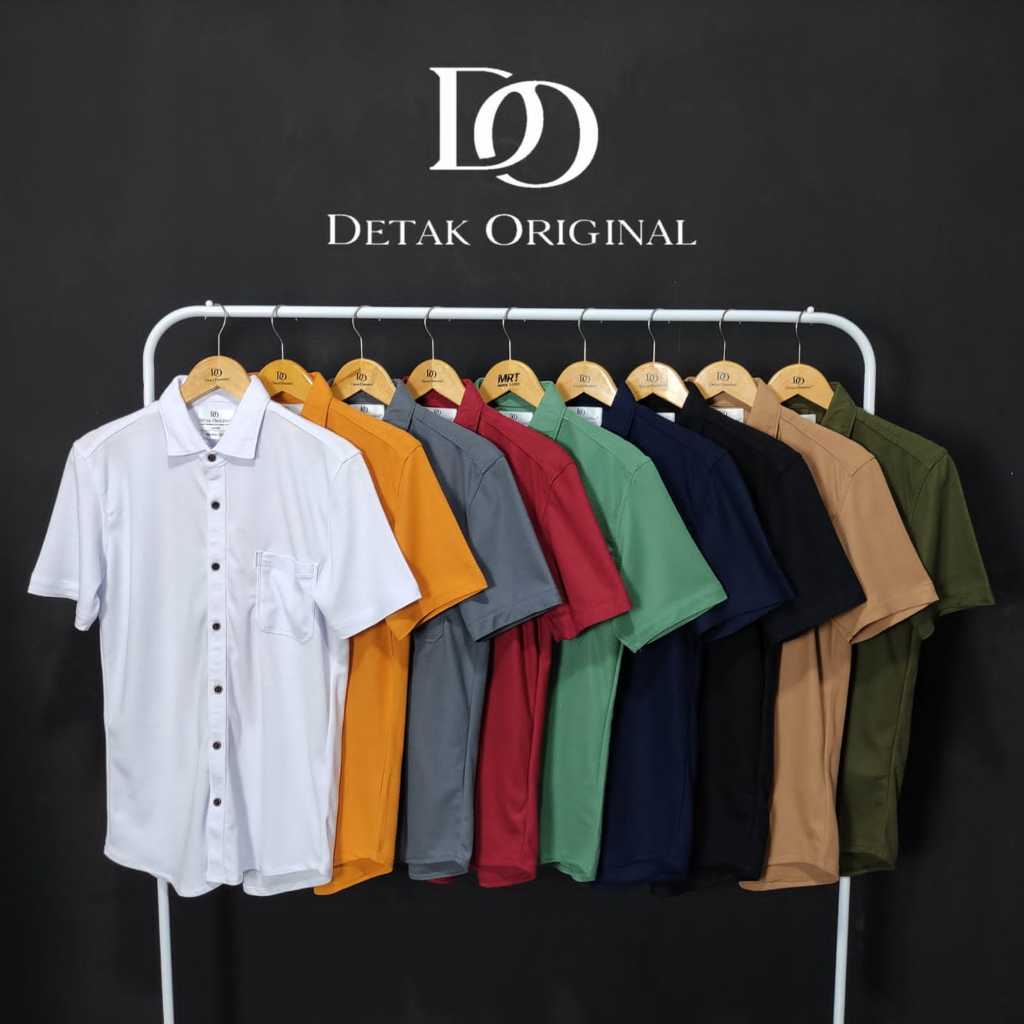 Detak Original Kemeja Polos Pria Lengan Pendek Lacoste Casual Slimfit