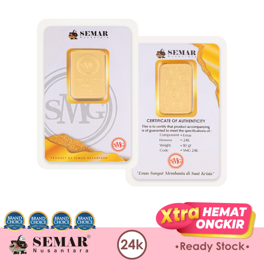 Logam Mulia SMG Gold Press 10gram Emas Batangan Semar Nusantara
