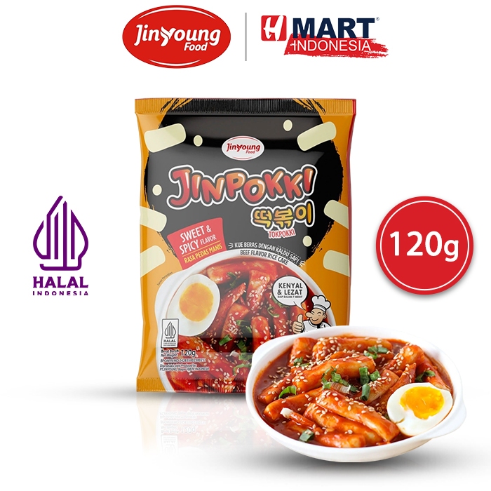 

JINYOUNG FOOD JINPOKKI Beef Flavor Rice Cake Sweet & Spicy - Kue Beras Dengan Kaldu Sapi Rasa Pedas Manis 120g