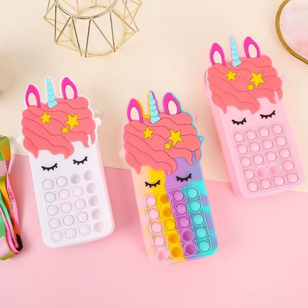 Tas Selempang Anak dengan Pop It Fidget Toys, Desain Pony Lucu dan Jumbo untuk Kado yang Menarik