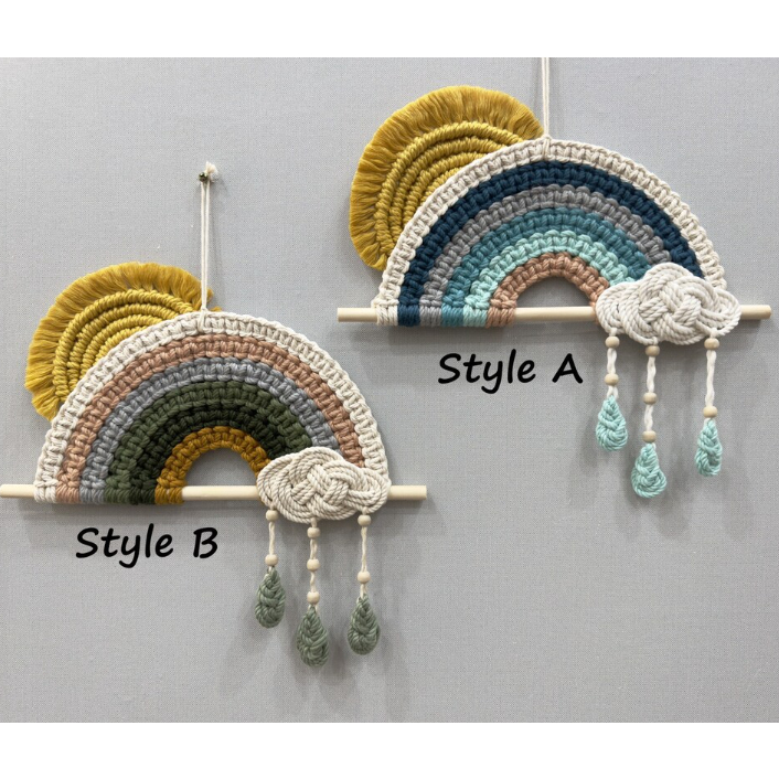 Macrame wall hanging Hiasan Dinding Pelangi Dekorasi Dinding Awan Pelangi Matahari Makrame Hiasan Di