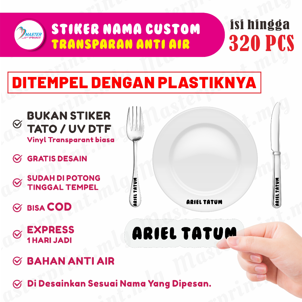 

[mp85 c] Stiker Transparan Custom Waterproof Stiker Nama Anti Air