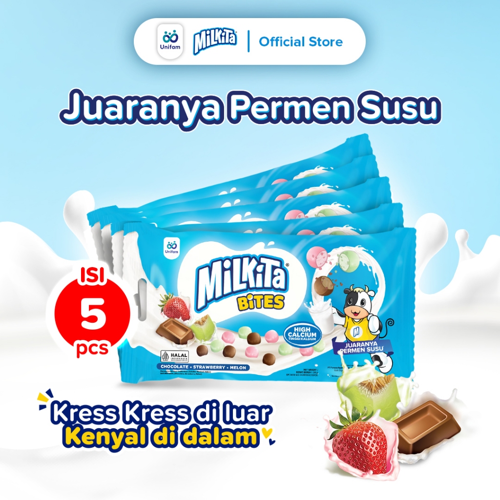 

Milkita Bites Permen Susu - Crunchy Diluar Chewy Didalam 5 Pack