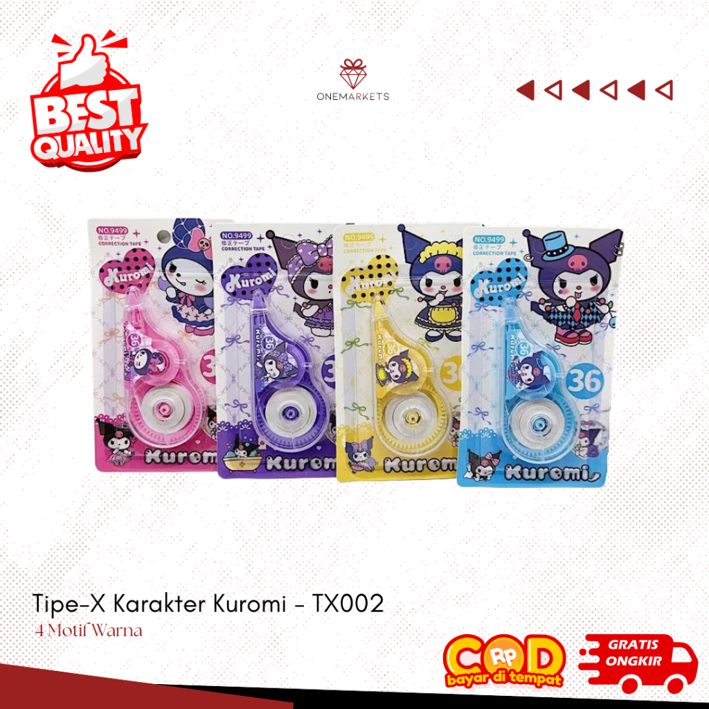 

Tipex Karakter Sanrio / Tip X Kering Kuromi / Correction Tape Tipx Roll / Perlengkapan Alat Tulis Sekolah - TX002