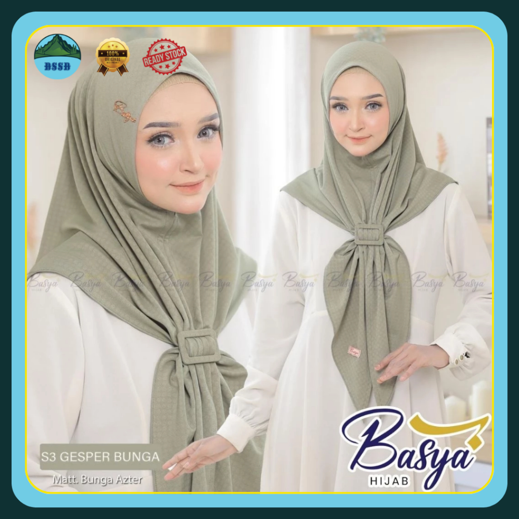 Segitiga Instan S3 MALAY Gesper Bunga | Hijab Motif Bunga Azter | Kerudung Instan Non-Pet – BASYA