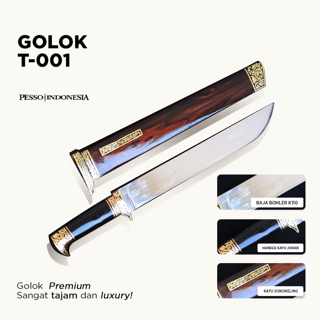 golok sembelih premium / golok berkebun handle tanduk rusa / golok sembelih bohler k110 anti karat
