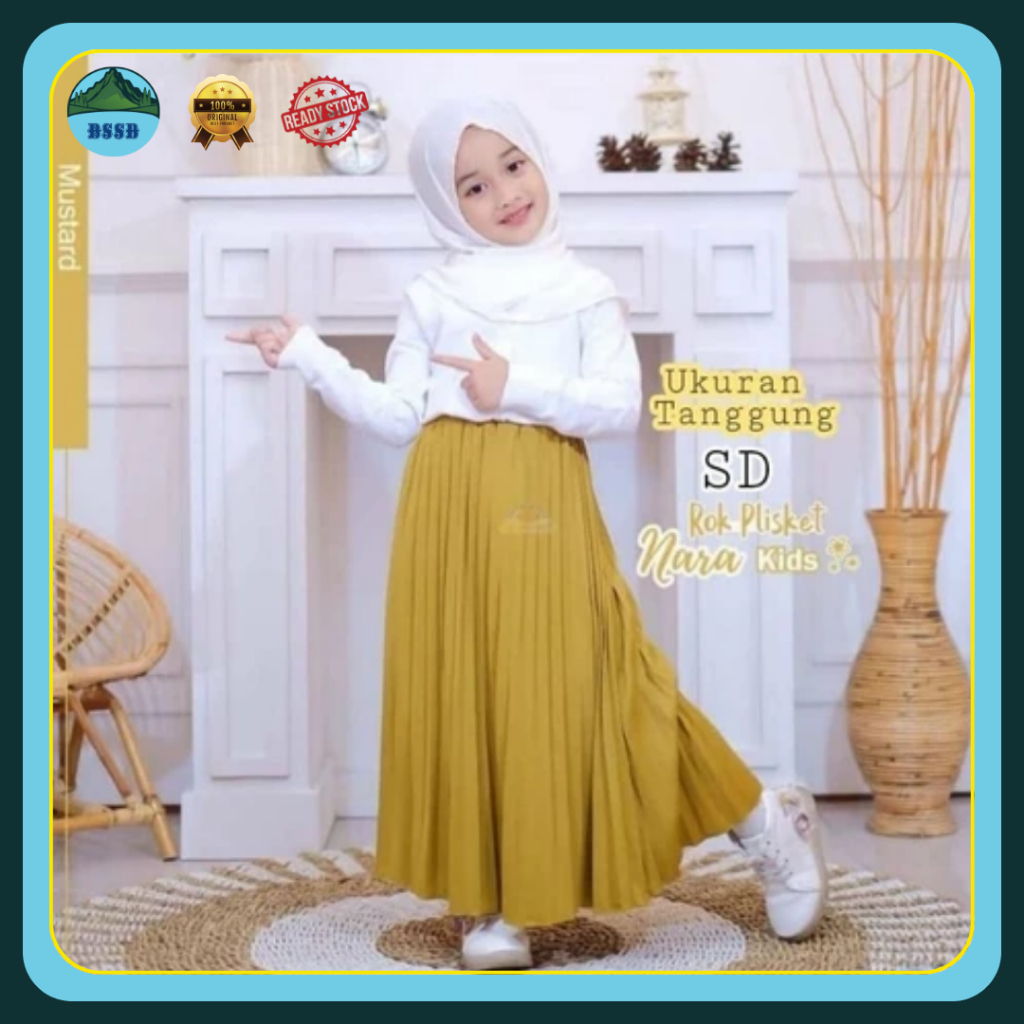 Rok Plisket Anak SD AURA | Rok Sekolah Lipit Stylish | Rok Panjang Anak Harian Nyaman