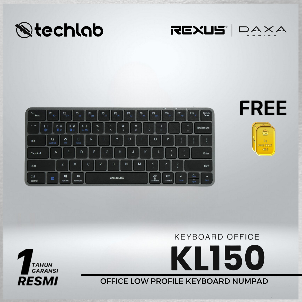 Rexus KL150 / KL100 / KL200 Dual Connection Wireless Office Keyboard Garansi Resmi