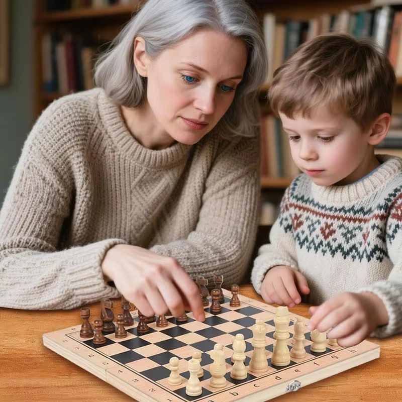 Papan Catur Lipat Magnet 39x39 Cm Papan Catur Kayu Superior Papan Catur Magnet