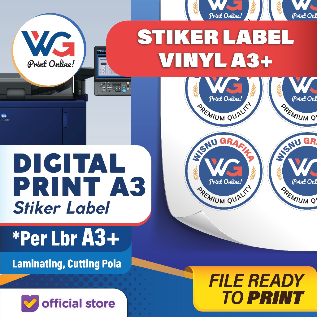 

Cetak Stiker/Print Sticker Label Vinyl A3+ Full Color per Lembar | Digital Printing