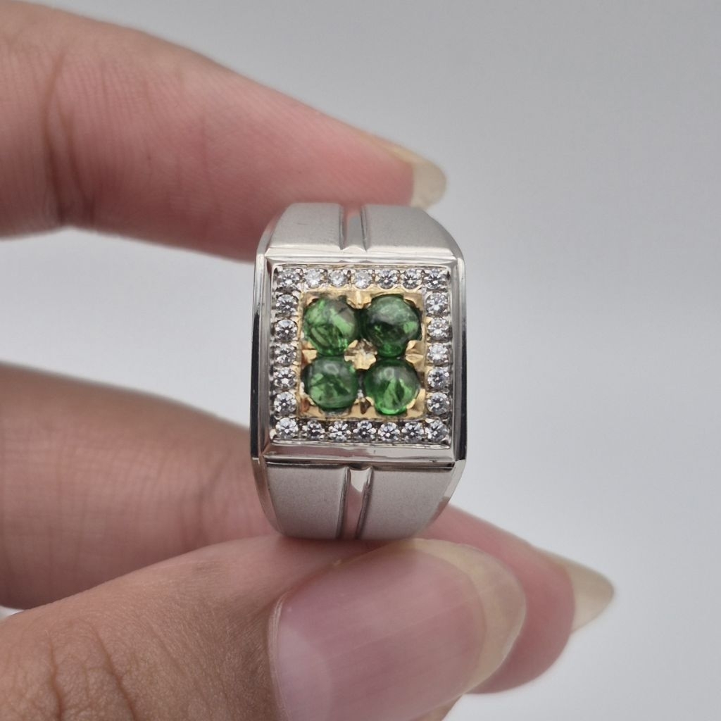cincin perak handmade permata natural tsavorite garnet , cincin pria perak tsavorite garnet (C26)