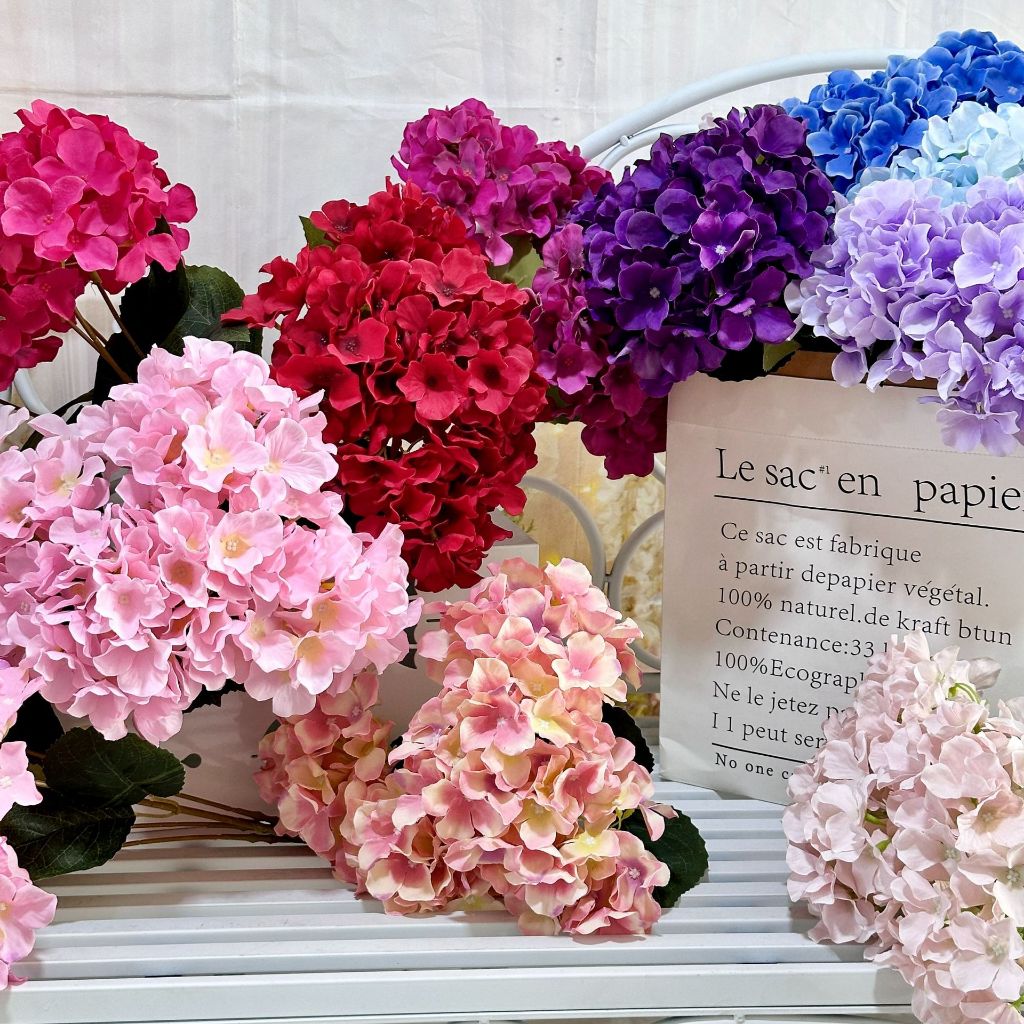 Bunga Hortensia Jumbo Artificial hydrangea bunga artificial dekorasi 5 cabang-penjualan grosir