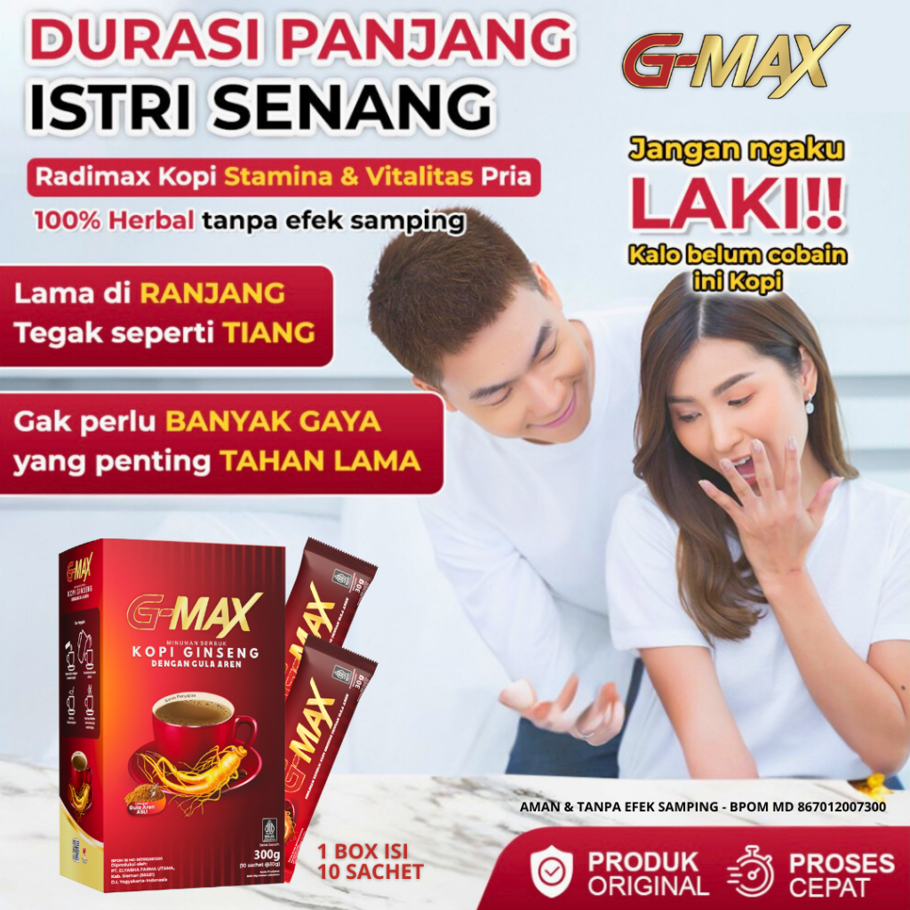 

Kopi Gmax Minuman Stamina Pria Tahan Lama Original Extra Gingseng dan Gula Aren