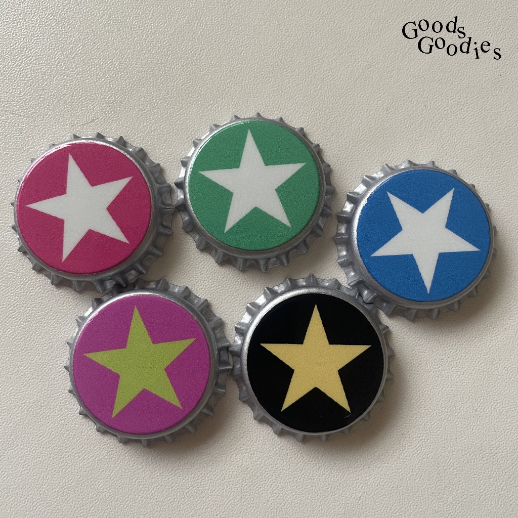 goodsgoodies Bottle Cap Pin / Pin Tutup Botol / Bottle Cap Pins Star Bintang Y2K / Pin Tas Lucu