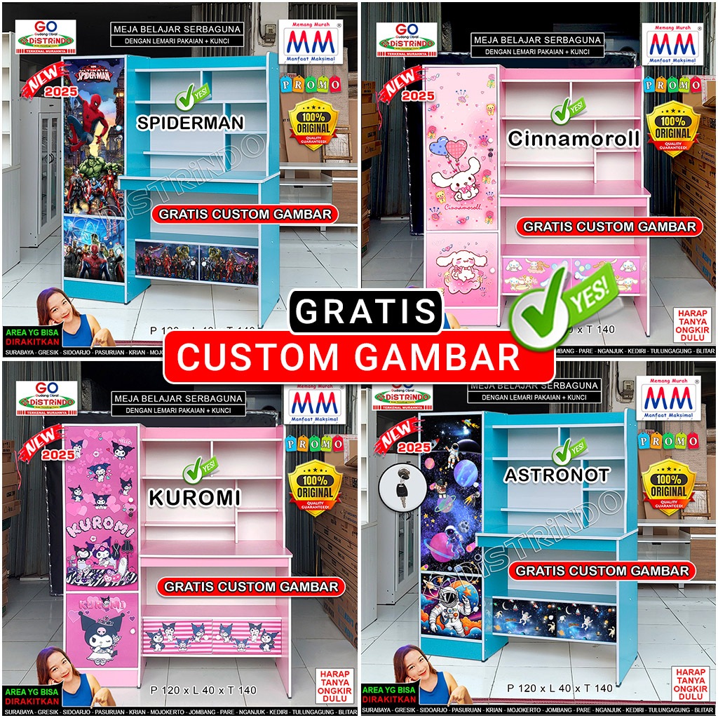 Distrindo - Stiker Gambar Karakter Anak Bebas Pilih Motif untuk Meja Belajar Lemari Pakaian