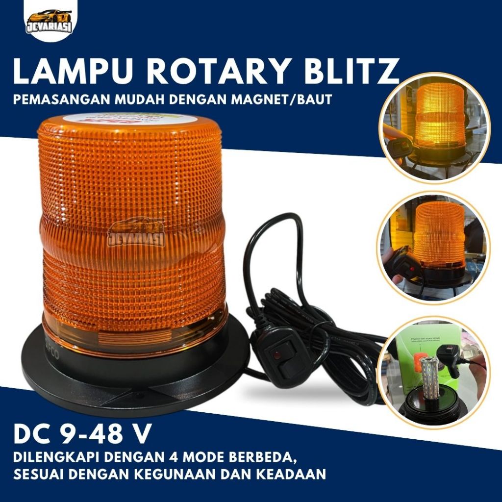 LAMPU ROTARY LED BLITZ SIFCO 12-48V AMBER KUNING MAGNET