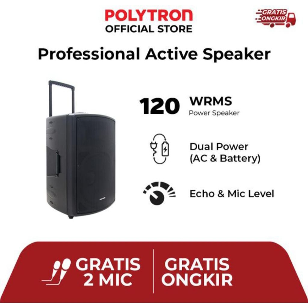 SPEAKER PORTABLE POLYTRON PASPRO 15 INCH 15F3 SPEAKER POLYTRON PAS PRO 15INCH