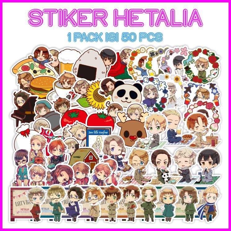 

[1 Pack isi 51 pcs] Stiker Hetalia Sticker Anime Murah Meriah - ddu-du sticker