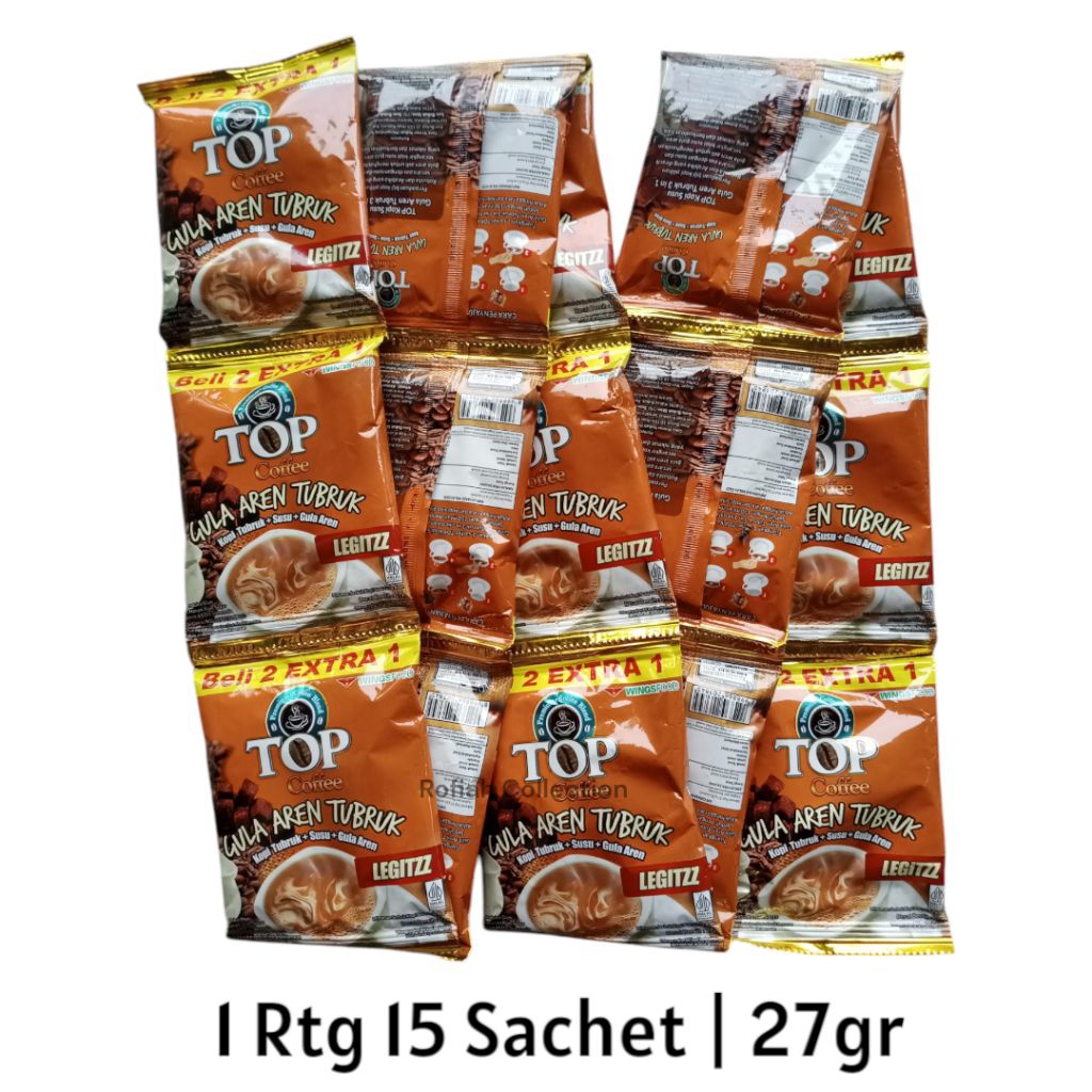 

( 1 Renceng 15 Sachet ) Top Kopi Gula Aren Tubruk 27gr x 15 Sachet