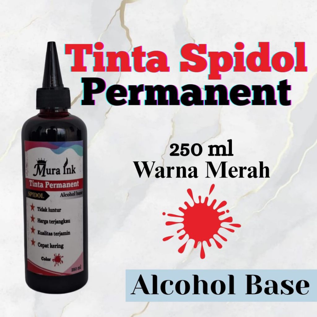 

Tinta spidol permanent merah 250 ml alkohol mura ink