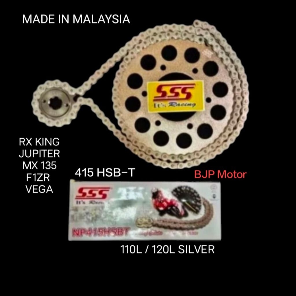Gear Set SSS 415 RX King Jupiter Mx 135 Rantai SSS 415 HSBT Silver - Pilihan Ukuran Gir, Ringan, Pnp