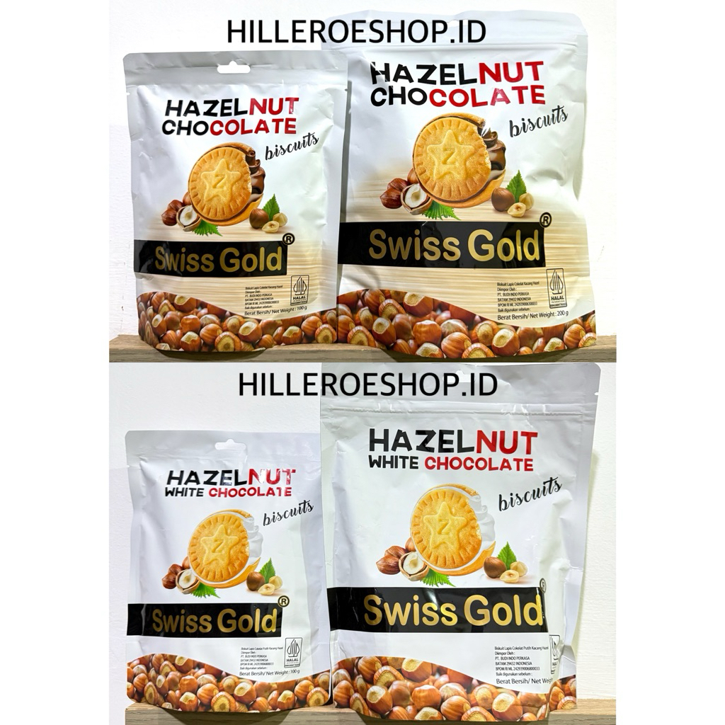 

SWISS GOLD HAZELNUT CHOCOLATE BISCUIT 100GR / 200GR SWISS GOLD HAZELNUT WHITE CHOCOLATE BISCUIT BISKUIT ISI COKELAT
