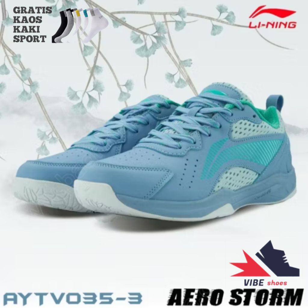 LI-NING AERO STORM AYTV035 LIGHT BLUE (badminton shoes)-sepatu badminton original li-ning