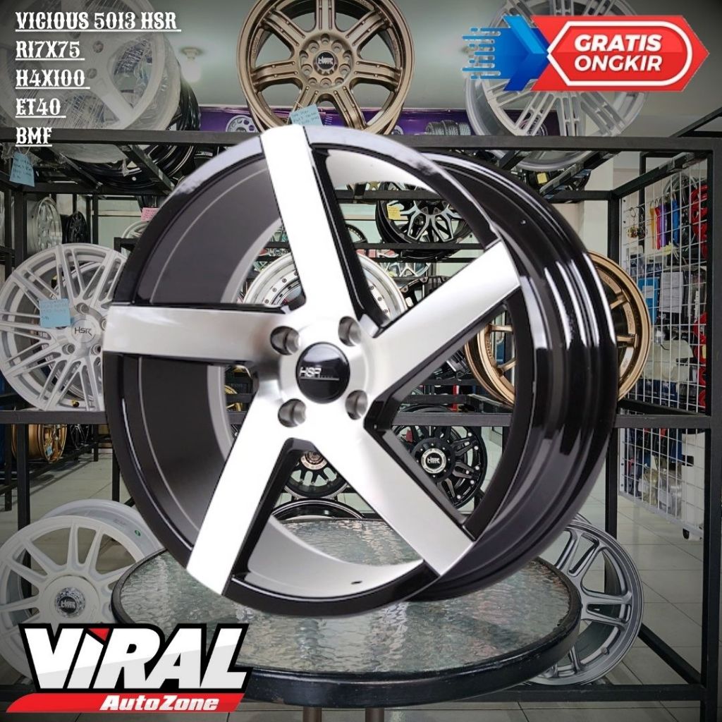 Velg resing Mobil Ring 17 tipe HSR VICIOUS 5013 R17 Hole 4 buat YARIS,BALENO,RAIZE