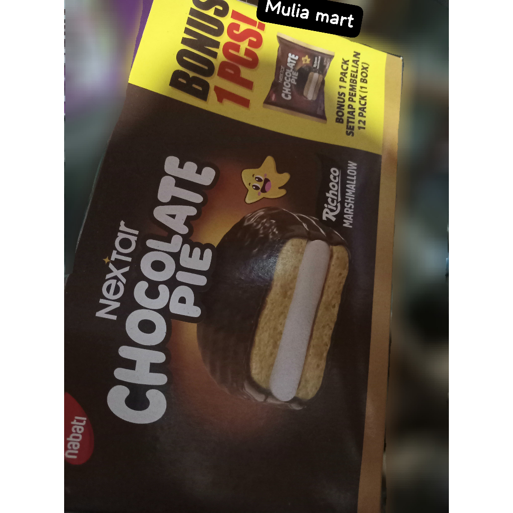 

Nextar Chocolate Pie Marshmellow | Isi 12 Pcs @ 28 Gr | Nabati