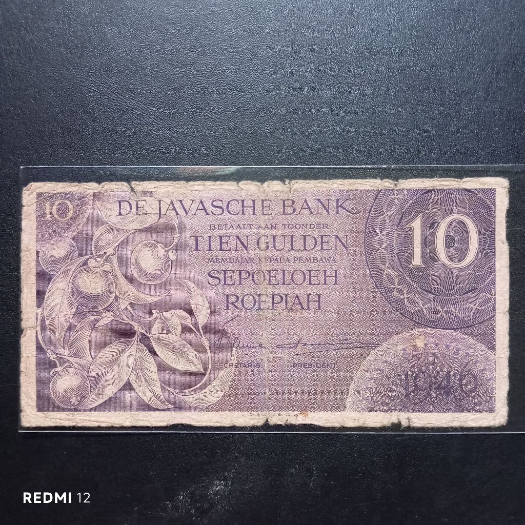 uang kertas 10 gulden federal tahun 1946 bekas asli jelek