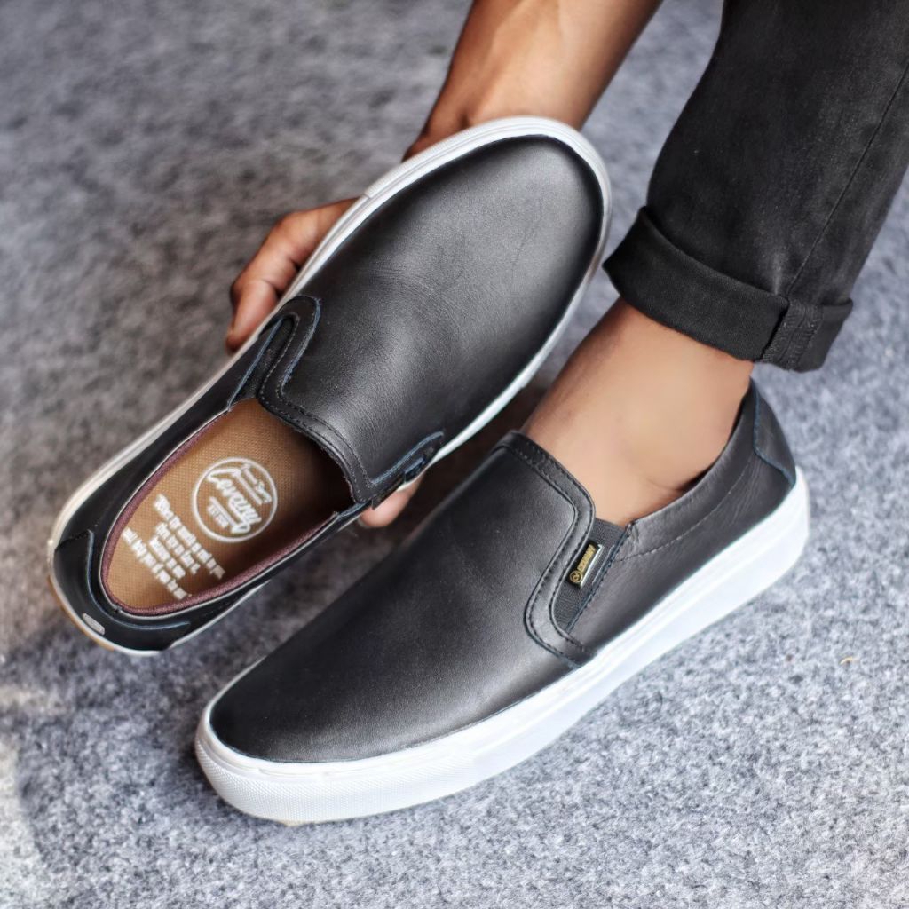 Sepatu Slip On Pria Cevany Mori Original Kulit Asli