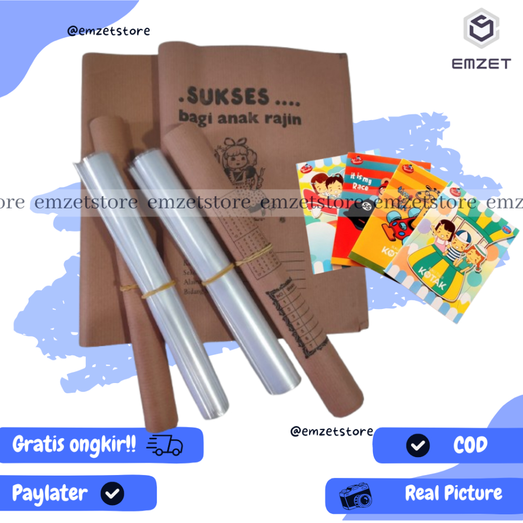 

Sampul Buku Kwarto/Biasa /Boxy/BigBoss Sampul Plastik Buku Tulis / Sampul Kertas Coklat Jual Per 10 Lembar