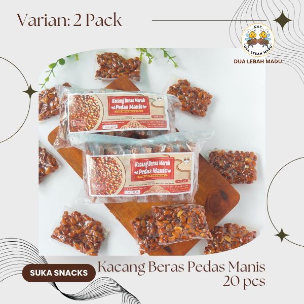 

[2 PACK] SS - KACANG BERAS PEDAS MANIS 20 PCS - DUA LEBAH MADU - KACANG BERAS MERAH - OTOK - BALADO