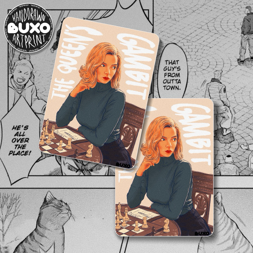 

buxo - THE QUEEN’S GAMBIT vinyl sticker / sticker film movie series lucu stiker laptop helm koper tumbler waterproof aesthetic y2k