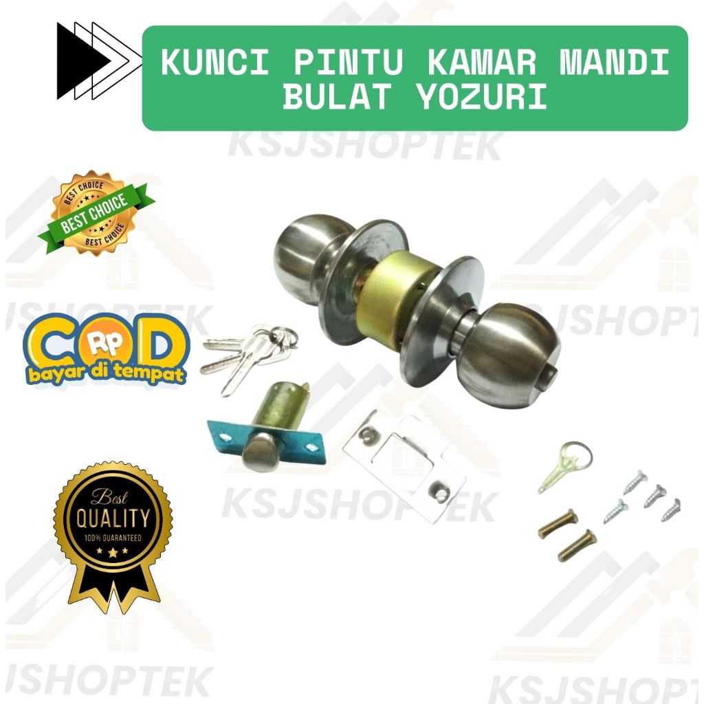 Kunci Pintu Kamar Mandi  YOZURI/ Kunci Pintu Bulat ideku / Kunci Pintu Besi / Gagang Pintu Komplit