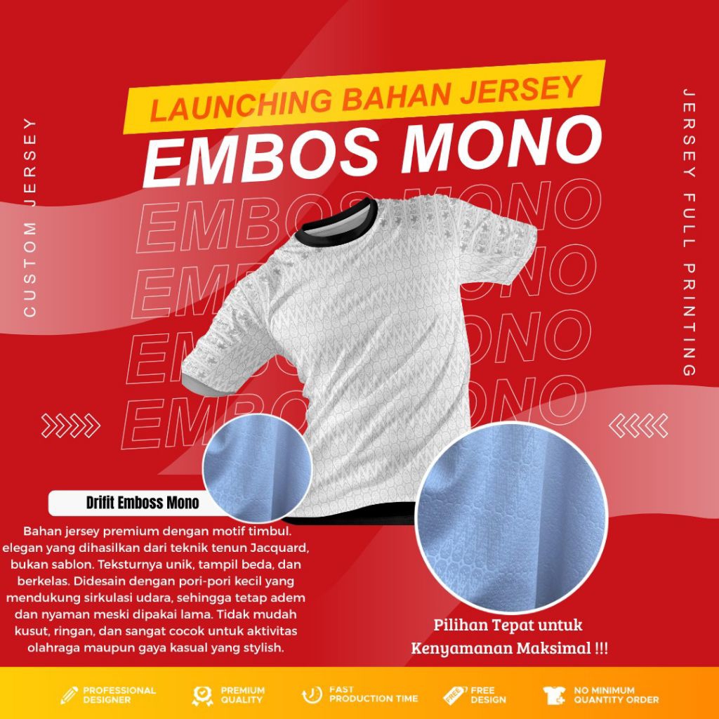 tambahan bahan Jersey embos timnas premium