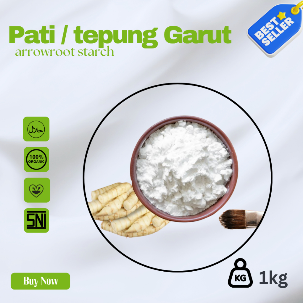 

Tepung Pati Garut Asli 100% Organik | Tepung Garut untuk Diet, & Kesehatan Usus I Berat 1KgI