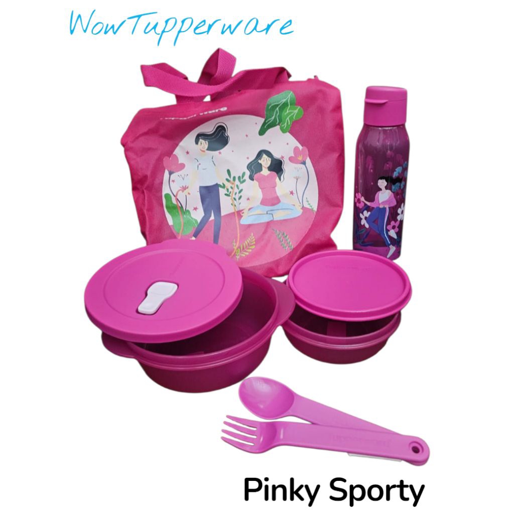 TUPPERWARE ORI 100% Aneka Lunch Box / kotak bekal / PINKY SPORTY / FOODIE BUDDY / FIT TO GO / PINK F