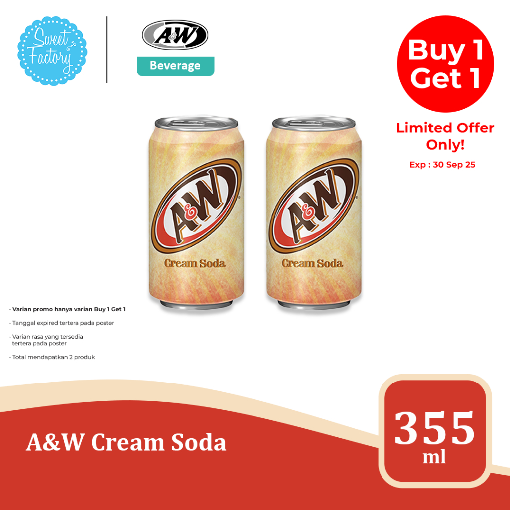 

A&W Series - Root Beer & Cream Soda, Minuman Ringan Klasik & Legendaris 355 ml