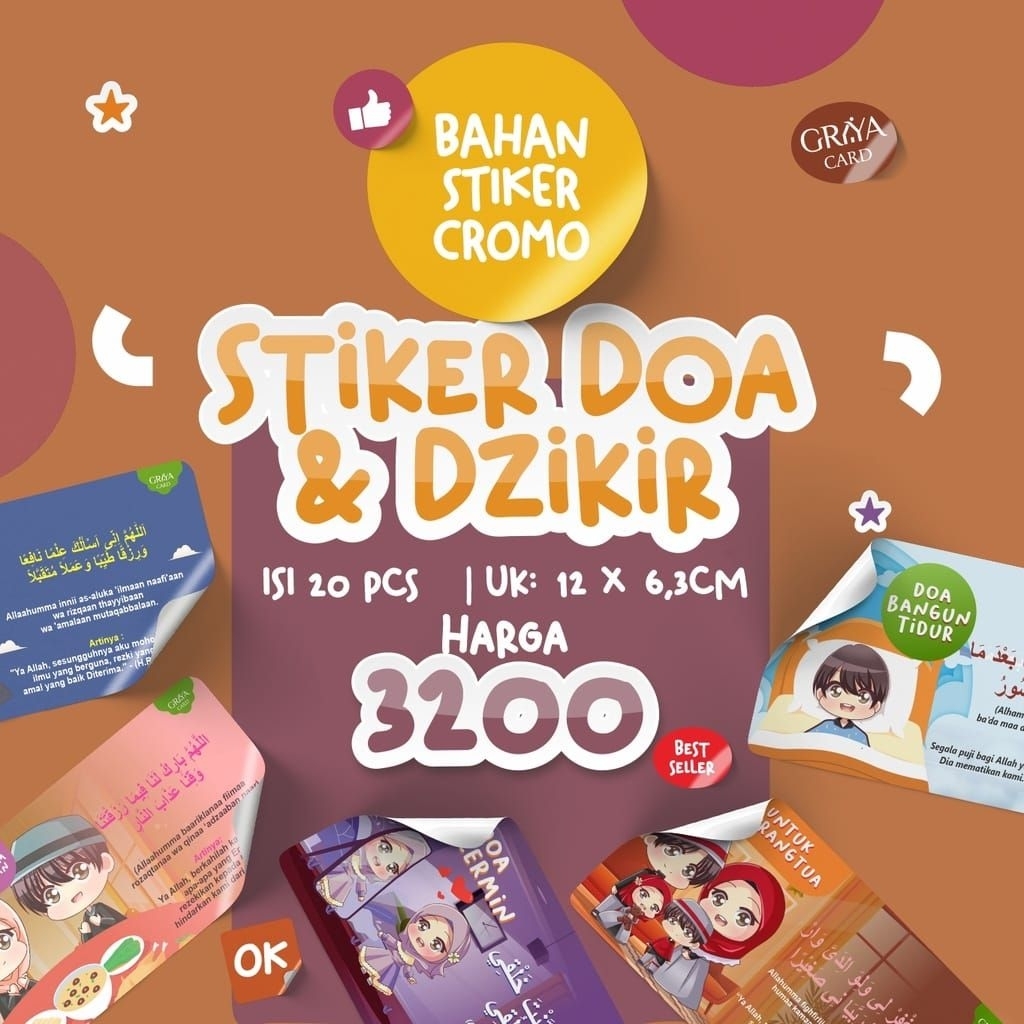 

ISI 20 STIKER | STIKER DOA SEHARI HARI | SIZE 12 x 6,3 CM | STIKER DOA DAN ZIKIR | STIKER DOA SEHARI HARI