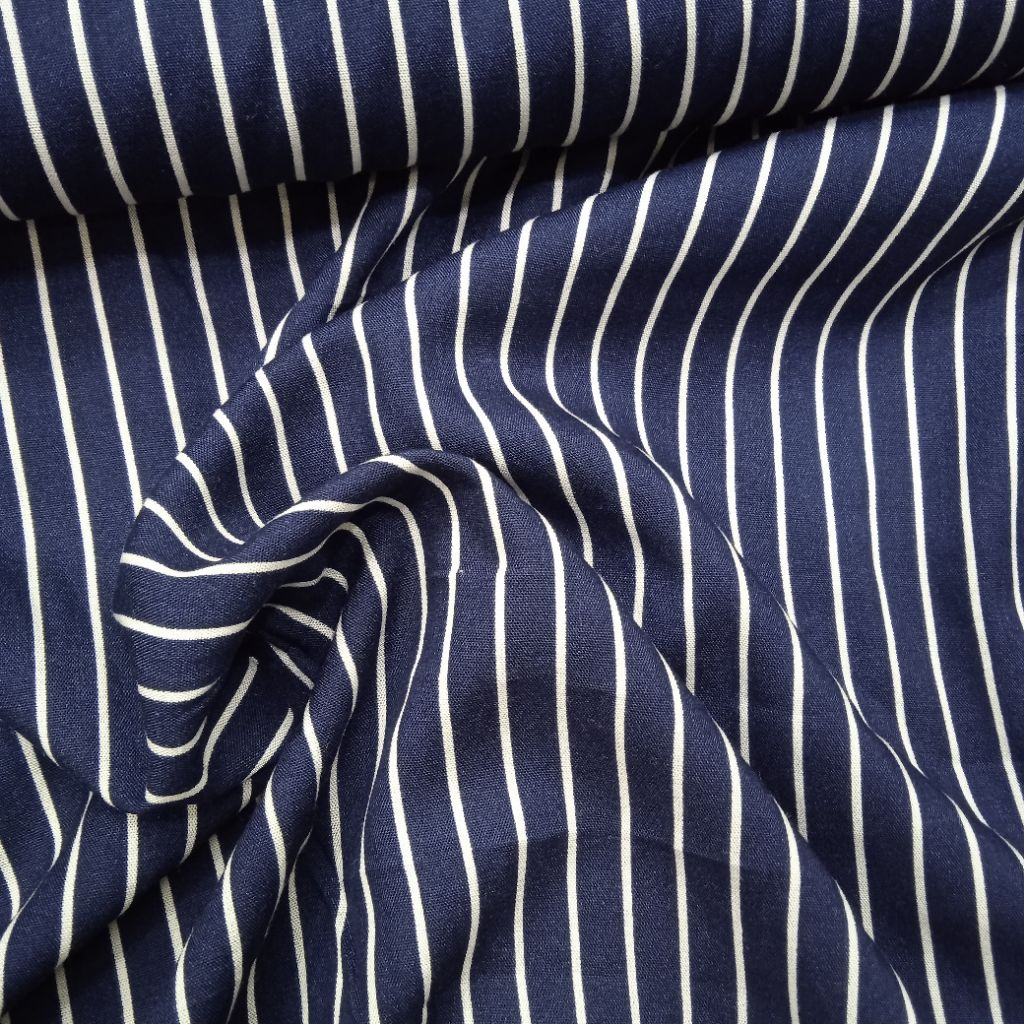 KAIN KATUN RAYON PREMIUM IMPORT MOTIF SALUR NAVY